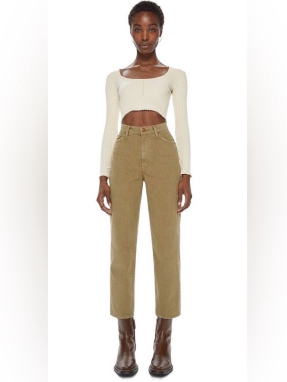 MOTHER SNACKS Double Stack Ankle Army Green Jeans. Size: 26